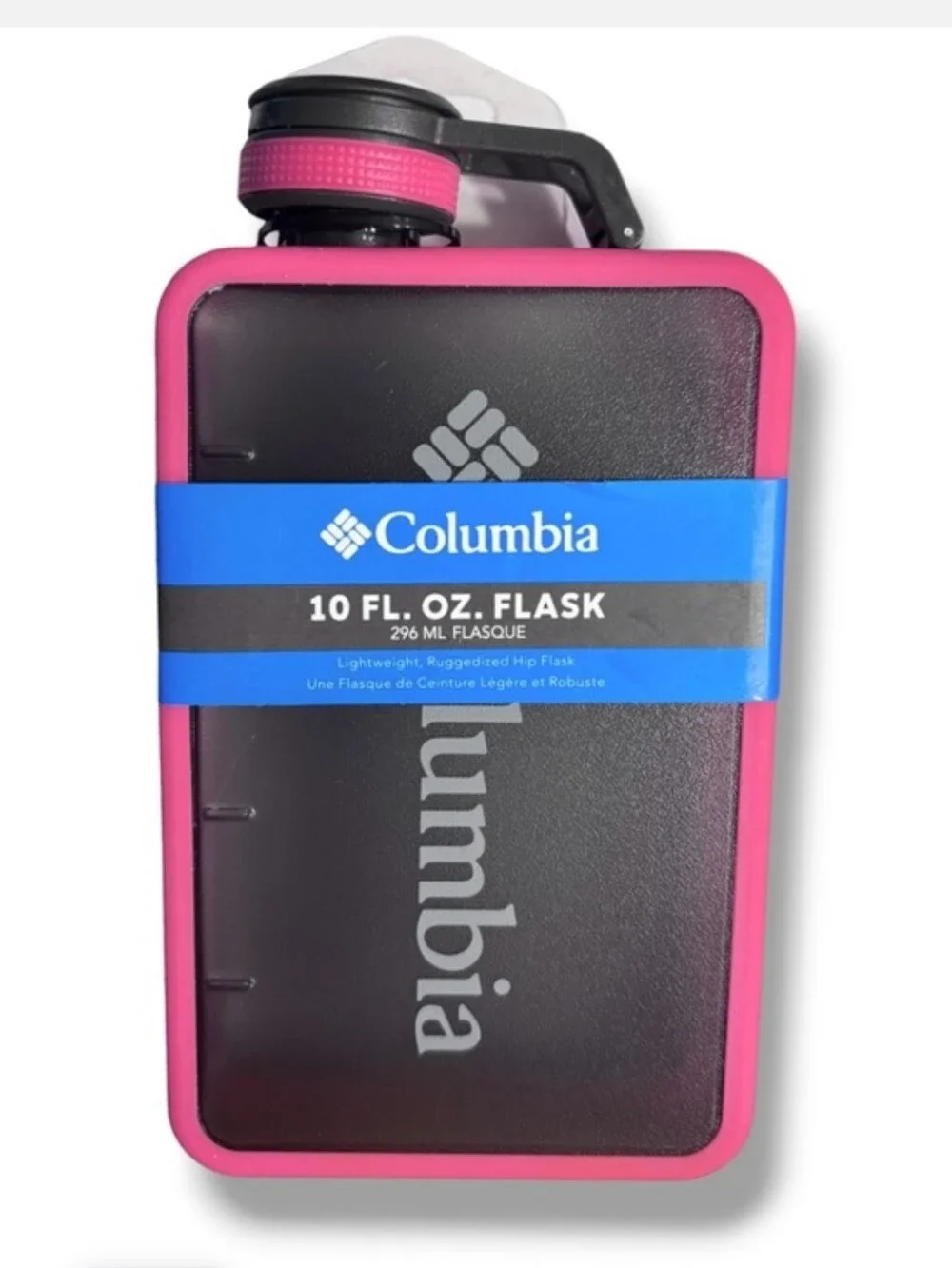 COLUMBIA 10 Ounce Flask Pink & Grey NEW